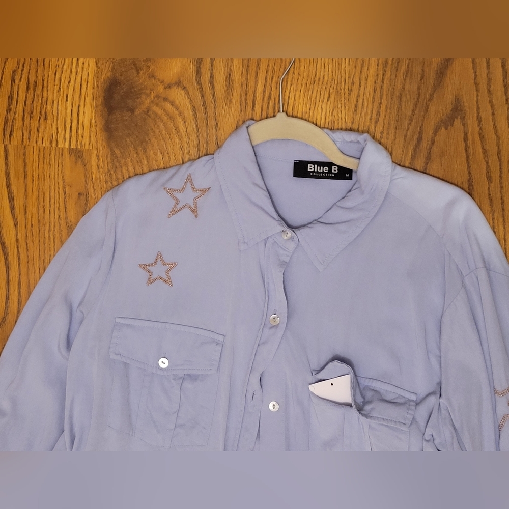 Blue B. Collections gold star shacket